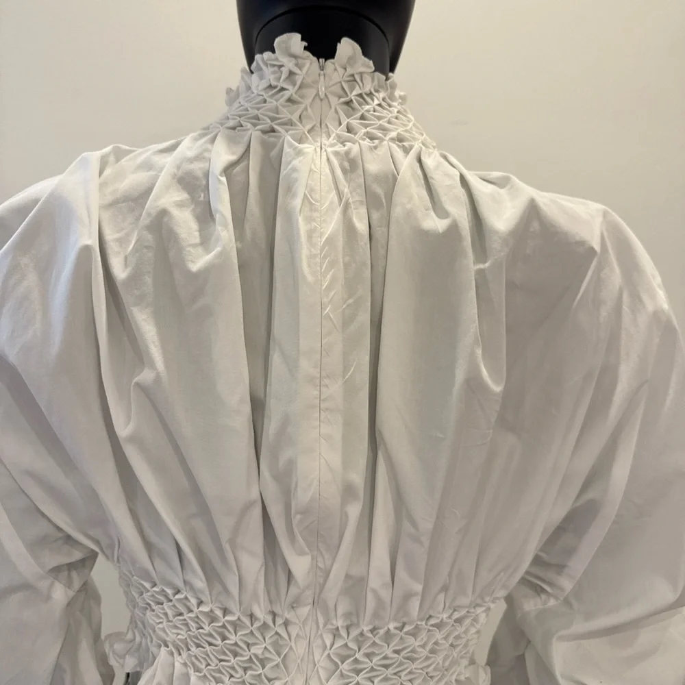 Kenzo Paris Smocked High Neck Blouse FR 38 | Dramatic Sleeve | Wrn Once - Picture 14 of 15